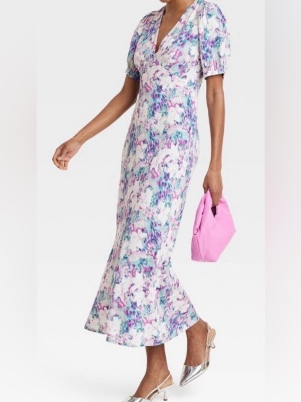 a new day Lavender and Teal Floral Maxi Skirt
